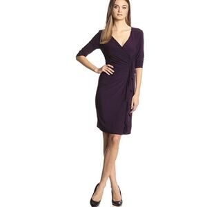 Kasper Purple Ruched Ruffle Sheath Dress Women’s Size 10 Career Work Party NWT